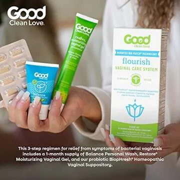 Good Clean Love Flourish Vaginal Care System, 30-Day Regimen, Relieves Itching & Irritation, Includes Personal Wash (1 Oz), Moisturizing Vaginal Gel (2 Oz) & Suppositories (10 Capsules)