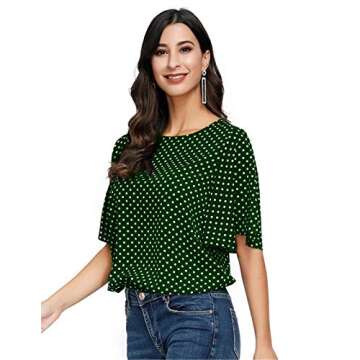 Stylish JASAMBAC Women's Polka Dots Blouse for Summer