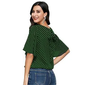 Stylish JASAMBAC Women's Polka Dots Blouse for Summer