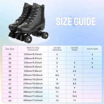 XUDREZ Roller Skate Shoes for Women Men PU Leather High-top Double-Row Roller Skates for Beginner, P...