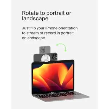 Belkin iPhone MagSafe Camera Mount for MacBook, iPhone Continuity Camera Mount, Turn iPhone to Webcam, Compatible with MacBook Pro, Air, iPhone 16, iPhone 15, iPhone 14, iPhone 13, iPhone 12 - White