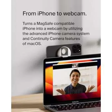 Belkin iPhone MagSafe Camera Mount for MacBook, iPhone Continuity Camera Mount, Turn iPhone to Webcam, Compatible with MacBook Pro, Air, iPhone 16, iPhone 15, iPhone 14, iPhone 13, iPhone 12 - White