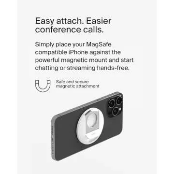 Belkin iPhone MagSafe Camera Mount for MacBook, iPhone Continuity Camera Mount, Turn iPhone to Webcam, Compatible with MacBook Pro, Air, iPhone 16, iPhone 15, iPhone 14, iPhone 13, iPhone 12 - White