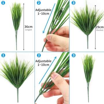 Ageomet 14pcs Fake Grass Plant, Artificial Outdoor Plants UV Resistant, Wheat Bushes Plastic Artific...