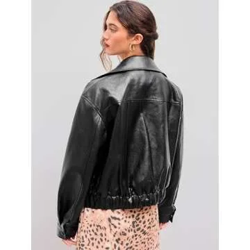 CIDER Women's Faux Leather Jacket Cool Long Sleeve