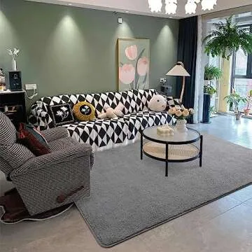 DweIke Large Area Rugs for Bedroom Living Room, 6x9 ft Thickened Memory-Foam Indoor Carpets, Minimalist Style Carpet Suitable for Boys Girls and Adults with Super Soft Touch, Washable Rug, Grey