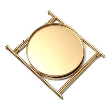 Gold Round End Side Table,Metal Tray Accent Table,Modern Bedside Table for Small Spaces,Anti-Rust Outdoor & Indoor Snack Table with Removable Tray (2-Tier-Golden)