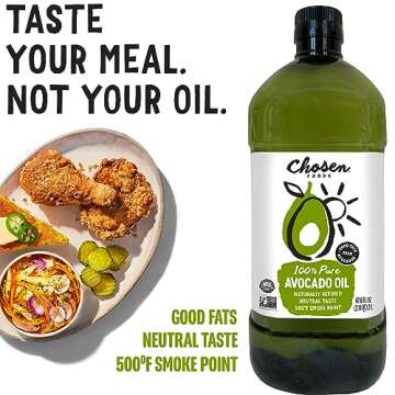 Chosen Foods 100% Pure Avocado Oil, Keto and Paleo Diet Friendly, Kosher Oil for Baking, High-Heat C...