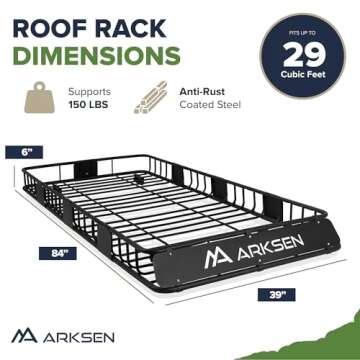 ARKSEN 84 x 39 x 6 Inch Universal 150LB Heavy Duty Roof Rack Cargo with Extension Car Top Luggage Holder Carrier Basket for SUV, Truck, & Car Steel Construction