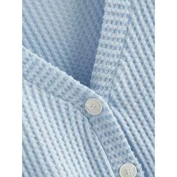 SweatyRocks Women's Long Sleeve Button Front V Neck Soft Knit Cardigan Sweaters Pale Blue S