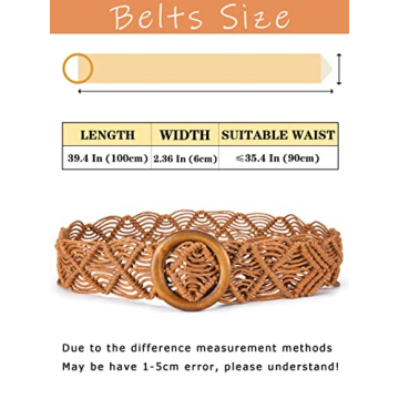 Stylish Pinra Woven Rattan Waist Belt for Women