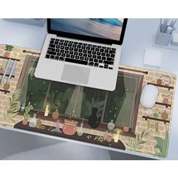 Cute Beige Brown Anime Desk Mat for Gamers and Students