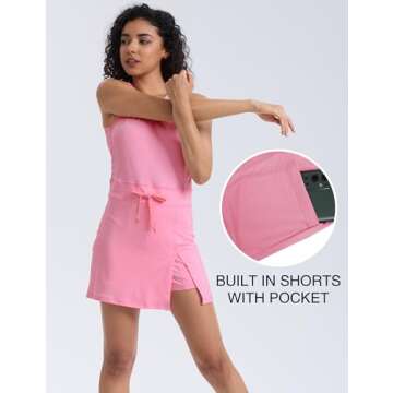 Silly Turtle Womens Workout Romper Tennis Dress Built in Shorts Onesie Open Back Jumpsuits Athletic Dresses(0438-Pink-S)