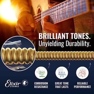 Elixir Strings Phosphor Bronze Acoustic Guitar Strings w NANOWEB Coating, Medium (.013-.056)
