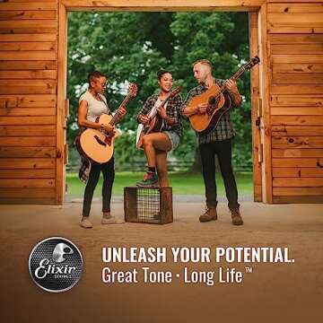 Elixir Strings Phosphor Bronze Acoustic Guitar Strings w NANOWEB Coating, Medium (.013-.056)
