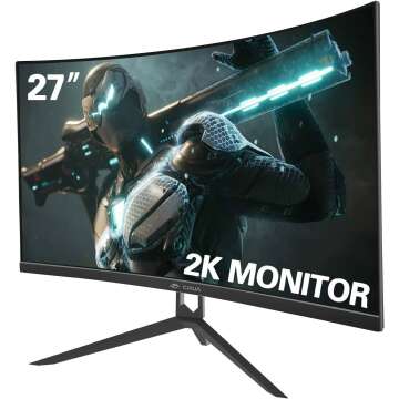 CRUA 27" Curved Gaming Monitor - 144HZ 2K QHD