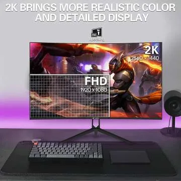 CRUA 27" Curved Gaming Monitor - 144HZ 2K QHD