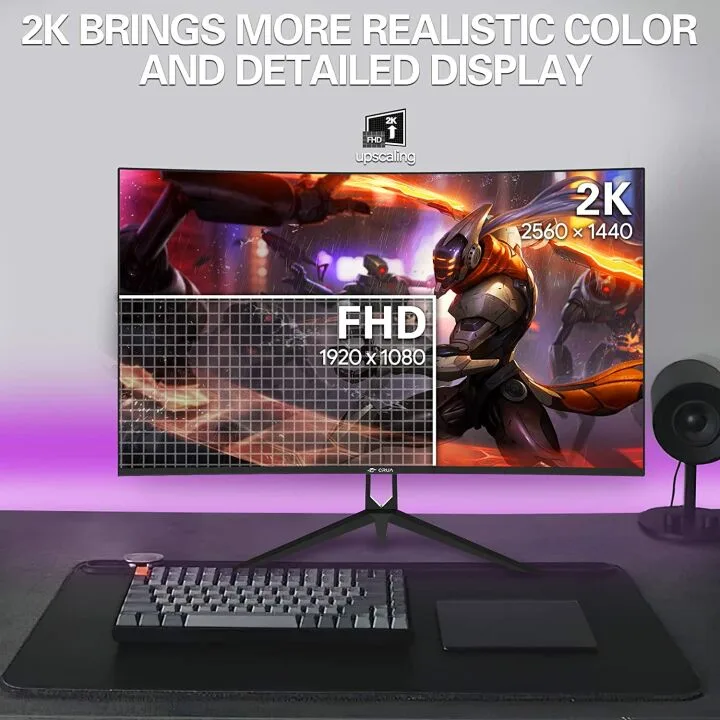 CRUA 27" Curved Gaming Monitor - 144HZ 2K QHD
