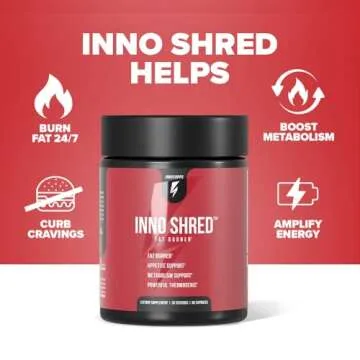 Inno Shred Fat Burner for Men and Women with 100mg Capsimax, Grains of Paradise, Organic Caffeine, Green Tea Extract, Appetite Suppressant, Weight Loss (60 Veggie Capsules) | (with Stimulant)