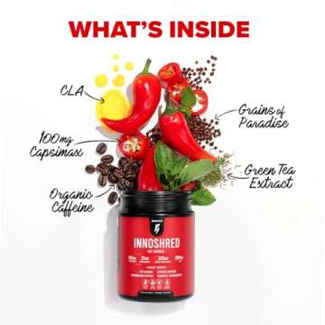 Inno Shred Fat Burner for Men and Women with 100mg Capsimax, Grains of Paradise, Organic Caffeine, Green Tea Extract, Appetite Suppressant, Weight Loss (60 Veggie Capsules) | (with Stimulant)
