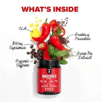 Inno Shred Fat Burner for Men and Women with 100mg Capsimax, Grains of Paradise, Organic Caffeine, Green Tea Extract, Appetite Suppressant, Weight Loss (60 Veggie Capsules) | (with Stimulant)