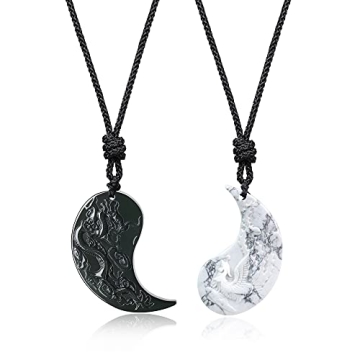 COAI Yin Yang Obsidian Howlite Phoenix Dragon Necklaces for Couples