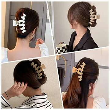 Big Hair Claw Clips, 4.5 Inch Non-Slip Matte Large Claw Clips, 5 Color Strong Hold Perfect for Women...