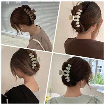 Big Hair Claw Clips, 4.5 Inch Non-Slip Matte Large Claw Clips, 5 Color Strong Hold Perfect for Women for Thick or Thin Hair Women and Girls, Comfortable Fashionable and Beautiful