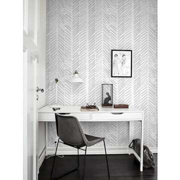 Guvana Line Peel and Stick Wallpaper Gray and White Wallpaper Striped Contact Paper 17.7"x118" Self ...