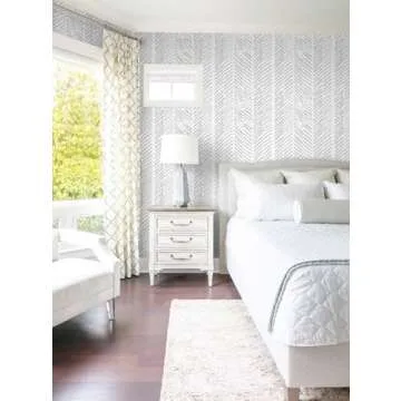 Guvana Line Peel and Stick Wallpaper Gray and White Wallpaper Striped Contact Paper 17.7"x118" Self Adhesive DIY Contact Paper Removable Wallpaper Decorative for Livingroom Bedroom Wall Covering