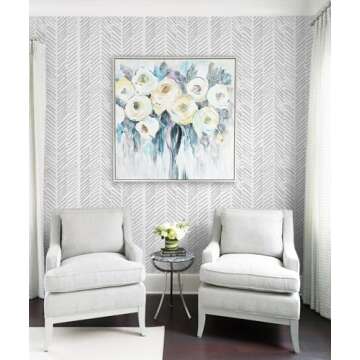 Guvana Line Peel and Stick Wallpaper Gray and White Wallpaper Striped Contact Paper 17.7"x118" Self Adhesive DIY Contact Paper Removable Wallpaper Decorative for Livingroom Bedroom Wall Covering