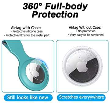 [4 Pack] Soft Silicone Case Compatible with Apple AirTag 2021, with 8Pcs Screen Protector, Anti-Scra...