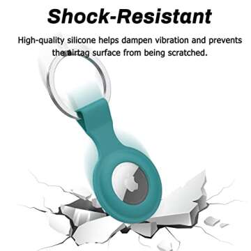 [4 Pack] Soft Silicone Case Compatible with Apple AirTag 2021, with 8Pcs Screen Protector, Anti-Scratch Lightweight Skin Cover with Key Ring for AirTags Holder Keychain Accessories