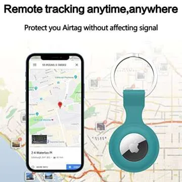 [4 Pack] Soft Silicone Case Compatible with Apple AirTag 2021, with 8Pcs Screen Protector, Anti-Scratch Lightweight Skin Cover with Key Ring for AirTags Holder Keychain Accessories