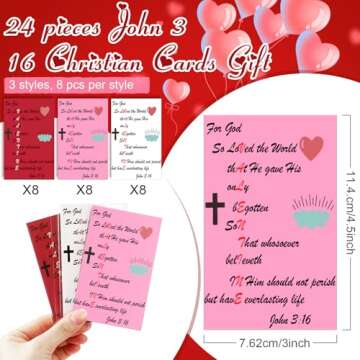 Sayglossy 24 Set Christian Valentines Gift, Heart Shaped Ballpoint Pen Bulk with Greeting Card Jesus Love Ballpoint Pen Bible Verse Card for Valentine Party Favor Gift Exchange