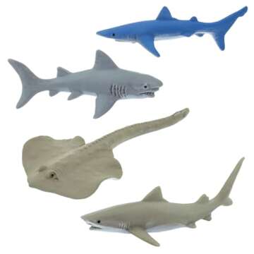 Safari Ltd. Sharks TOOB - 11 Hand-Painted Mini Figurines Including Great White, Whale Shark, Tiger Shark, Hammerhead, Mako, and More - Educational Toy Figures For Boys, Girls & Kids Toys Ages 3+