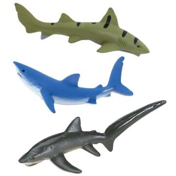 Safari Ltd. Sharks TOOB - 11 Hand-Painted Mini Figurines Including Great White, Whale Shark, Tiger Shark, Hammerhead, Mako, and More - Educational Toy Figures For Boys, Girls & Kids Toys Ages 3+