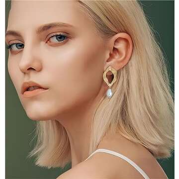 HBFashion Pearl Drop Dangle Earrings for Women - Stylish Gold Jewelry