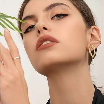 HBFashion Pearl Drop Dangle Earrings for Women - Stylish Gold Jewelry