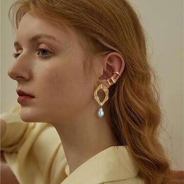 HBFashion Pearl Drop Dangle Earrings for Women - Stylish Gold Jewelry