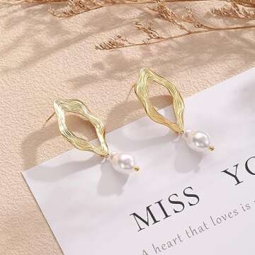 HBFashion Pearl Drop Dangle Earrings for Women - Stylish Gold Jewelry