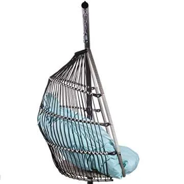 Barton Premium Egg Chair Egg Style Hanging Chair Blue w/Deep Cushion Soft Relaxing Luxury Outdoor Indoor Patio Bedroom Hanging Swinging