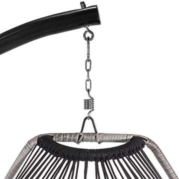 Barton Premium Egg Chair Egg Style Hanging Chair Blue w/Deep Cushion Soft Relaxing Luxury Outdoor Indoor Patio Bedroom Hanging Swinging