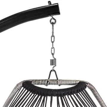 Barton Premium Egg Chair Egg Style Hanging Chair Blue w/Deep Cushion Soft Relaxing Luxury Outdoor Indoor Patio Bedroom Hanging Swinging