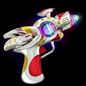 ArtCreativity Super Spinning Space Toy Gun (2 Pack), Red & Blue Light Up Toy Guns with Flashing Lights & Sound Effects, Space Blaster, Cosplay Ray Guns, Prop Toy Gun for Toddlers, Batteries Included