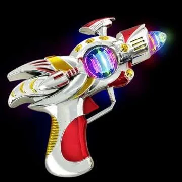 ArtCreativity Super Spinning Space Toy Gun (2 Pack), Red & Blue Light Up Toy Guns with Flashing Lights & Sound Effects, Space Blaster, Cosplay Ray Guns, Prop Toy Gun for Toddlers, Batteries Included
