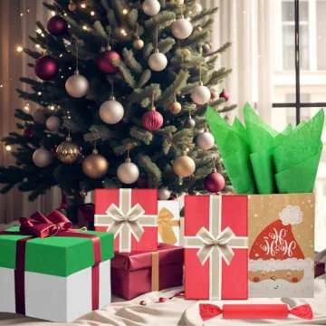 AORZIT Red Green White Tissue Paper Assortment 80 Sheets Christmas Wrapping Tissue Paper Bulk 14x20 ...