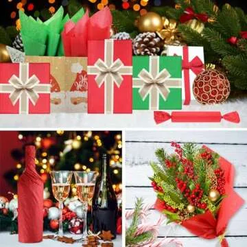 AORZIT Red Green White Tissue Paper Assortment 80 Sheets Christmas Wrapping Tissue Paper Bulk 14x20 Inch Tissue Paper for Gift Bag Wrapping DIY Crafts Filler Christmas Birthday Party Decor