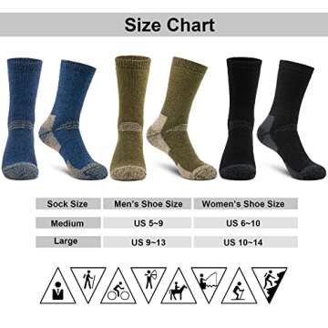 Time May Tell Mens Merino Wool Hiking Cushioning Socks For Outdoor Wool-Socks-For-Mens 3 Pack