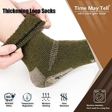 Time May Tell Mens Merino Wool Hiking Cushioning Socks For Outdoor Wool-Socks-For-Mens 3 Pack